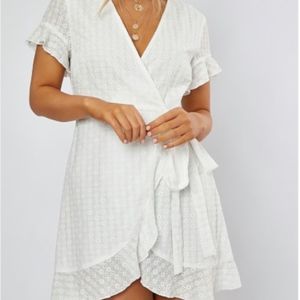 In The Style white wrap front mini dress